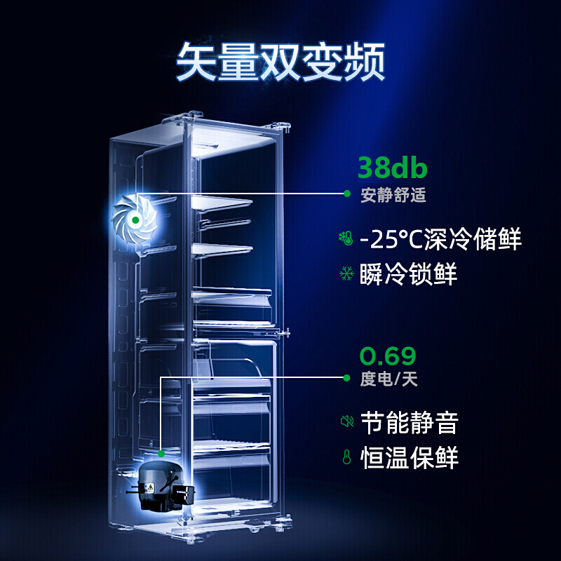 容声(Ronshen) 252升 三门冰箱 电脑中控 风冷变频 抗菌 BCD-252WD11NPA 【能效升级 随机发货】