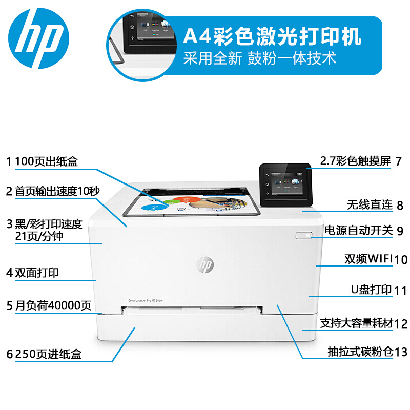 惠普（HP） M254dw 彩色激光打印机 